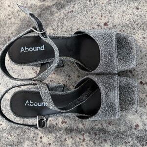 Abound Silver Glitter Block Heel Sandals with Ankle Strap